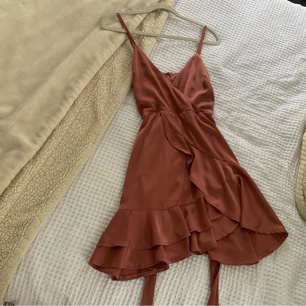 Princess Polly dusty rose pink wrap dress